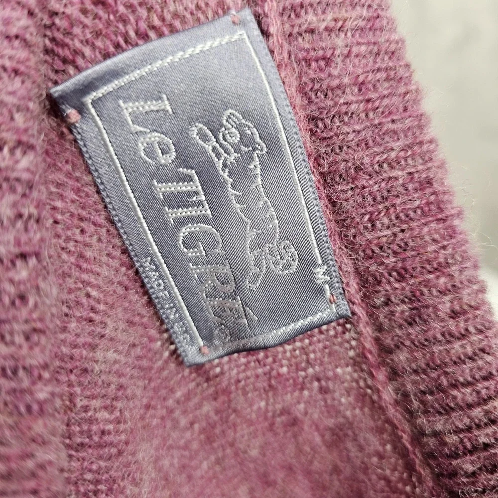 Vintage Le Tigre L Pullover‎ Knit Sweater Mauve Wool Blend Embroidered Tiger